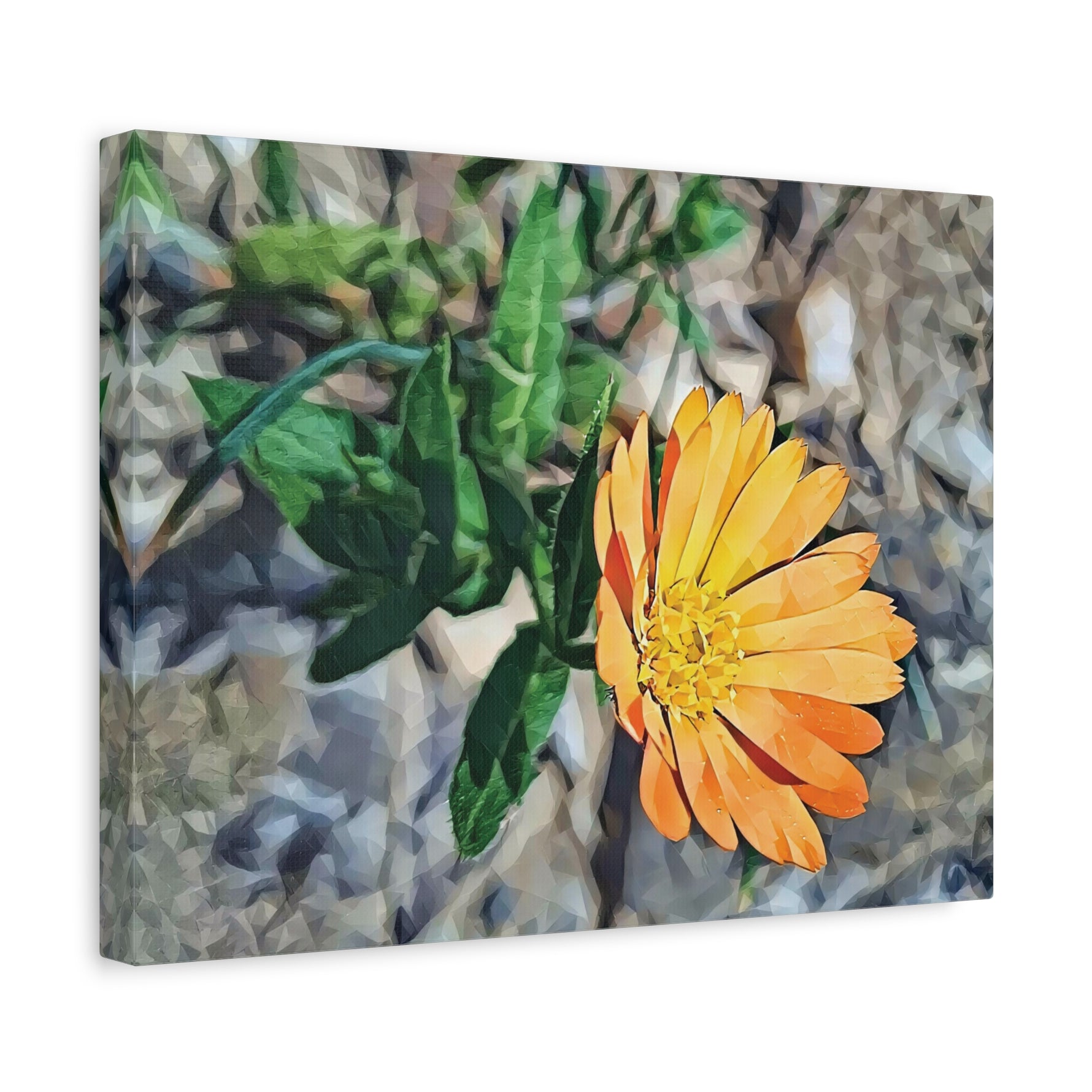 Stretched Matte Canvas - Poly Art - Flower of Calendula (Variant 2)