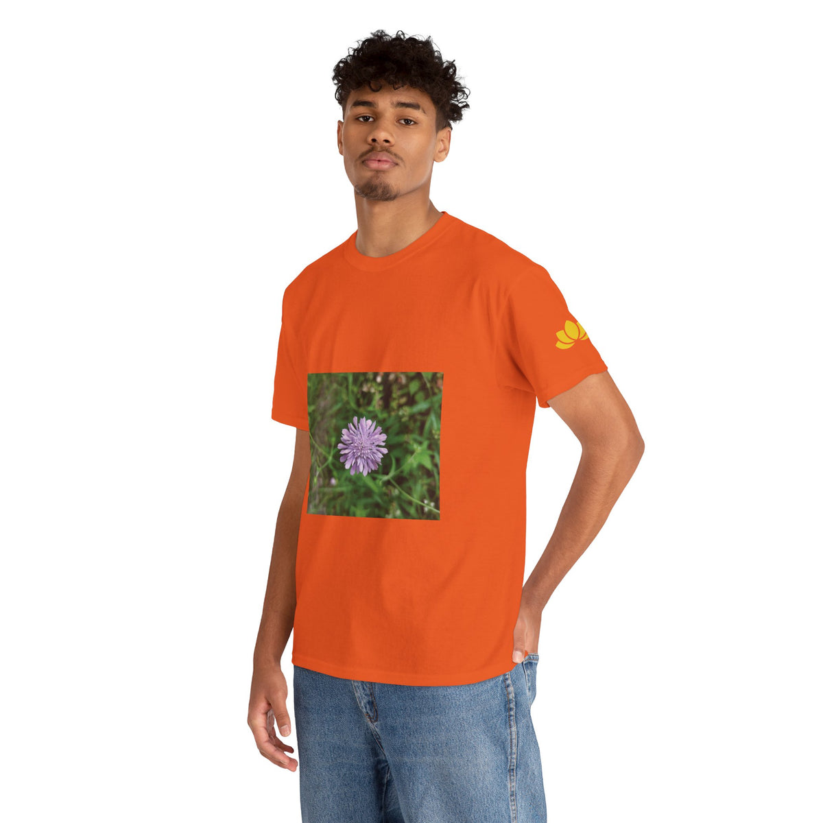 Unisex Heavy Cotton Tee - Flower of Knautia Integrifolia (Ambretta Annuale)