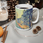Ceramic White Cup 15oz - Poly Art - Forest (Variant 02)