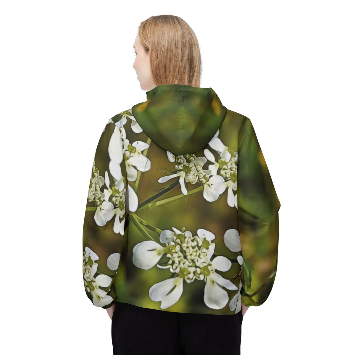Windbreaker Jacket - Flower, White Petals