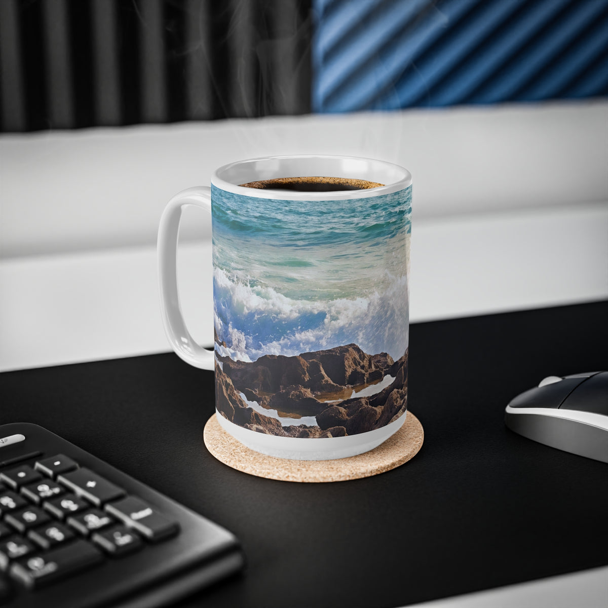 Ceramic White Cup 15oz - Sea (Variant 05)