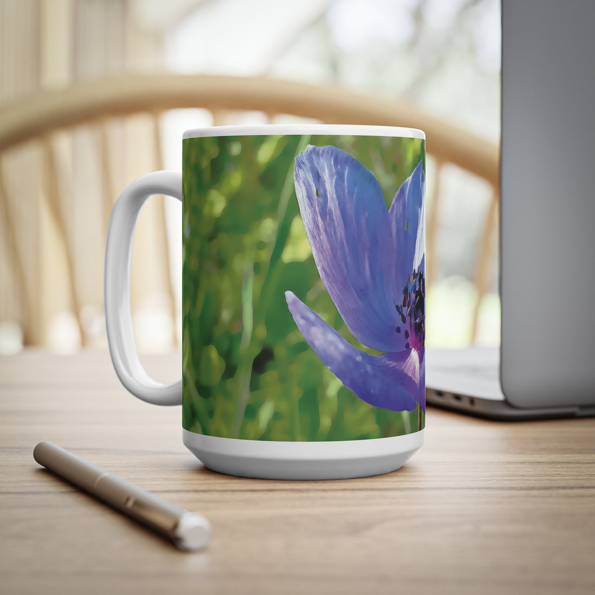 Ceramic White Cup 15oz - Flower of Anemone