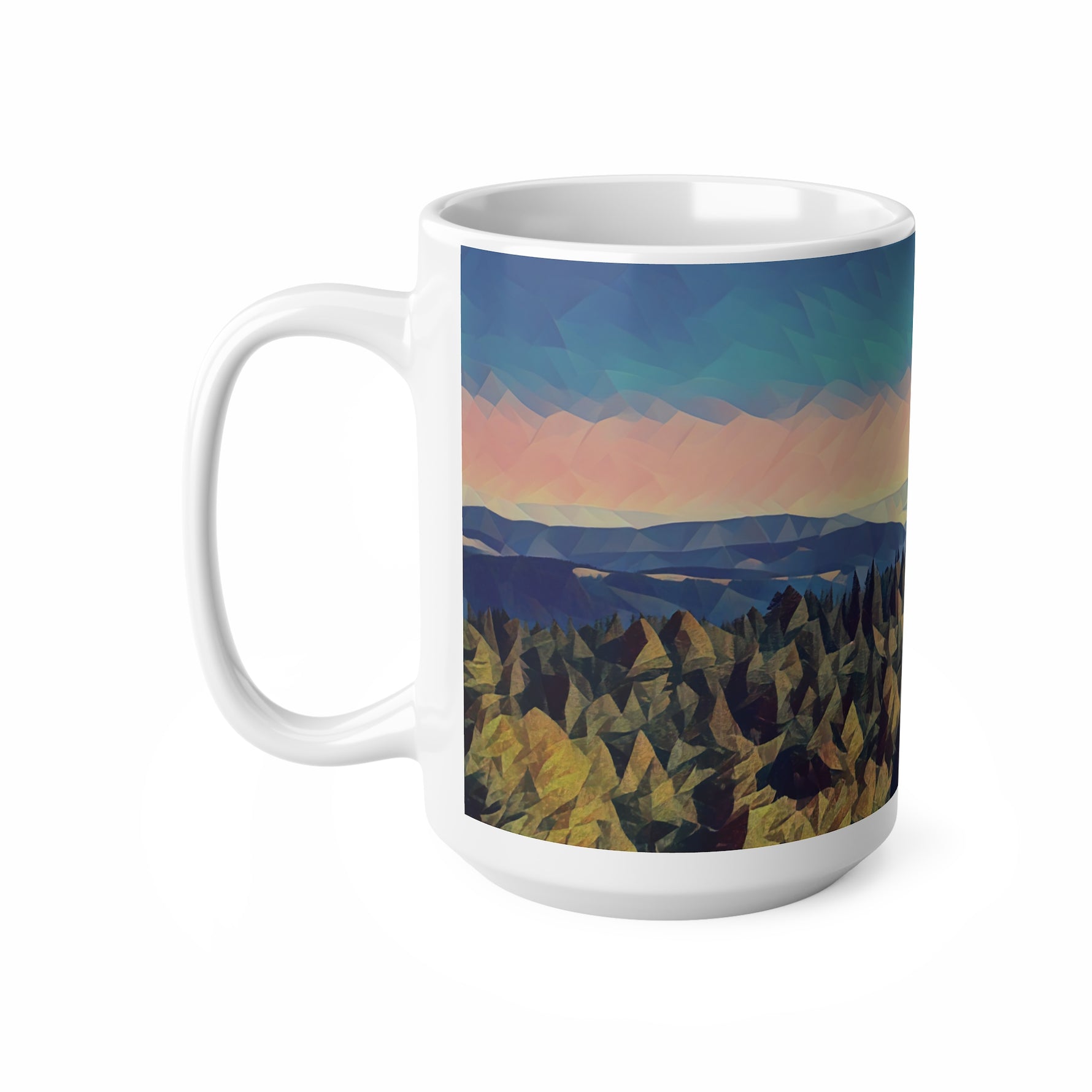 Ceramic White Cup 15oz - Poly Art - Tuscan Landscape (Variant 1)