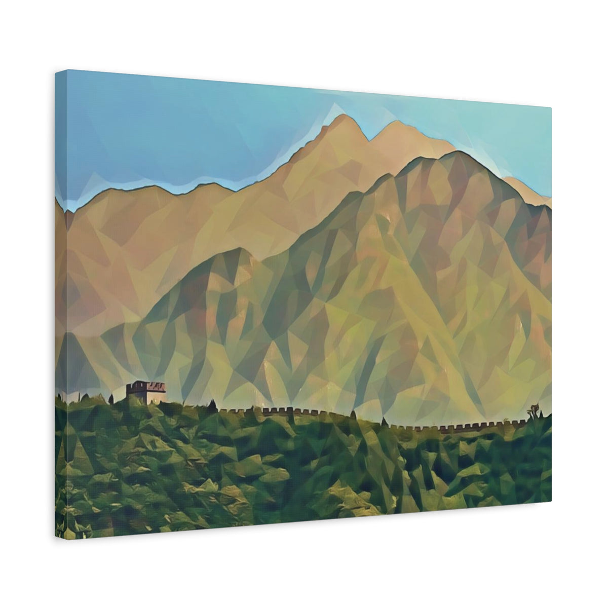 Stretched Matte Canvas - Poly Art - China's Great Wall (Variant 1)