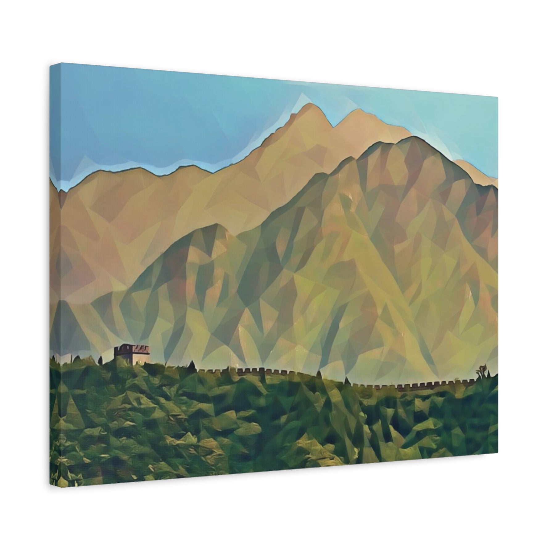 Stretched Matte Canvas - Poly Art - China's Great Wall (Variant 1)