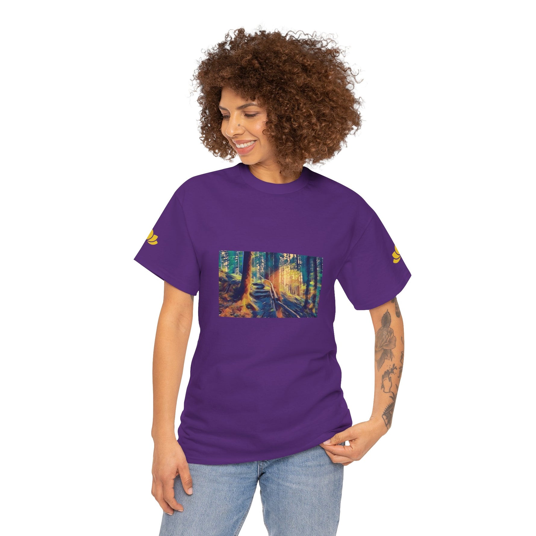 Unisex Heavy Cotton Tee - Poly Art - Forest, a Path (Variant 2)