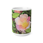 Ceramic White Cup 15oz - Poly Art - Flower of Rose (Variant 1)
