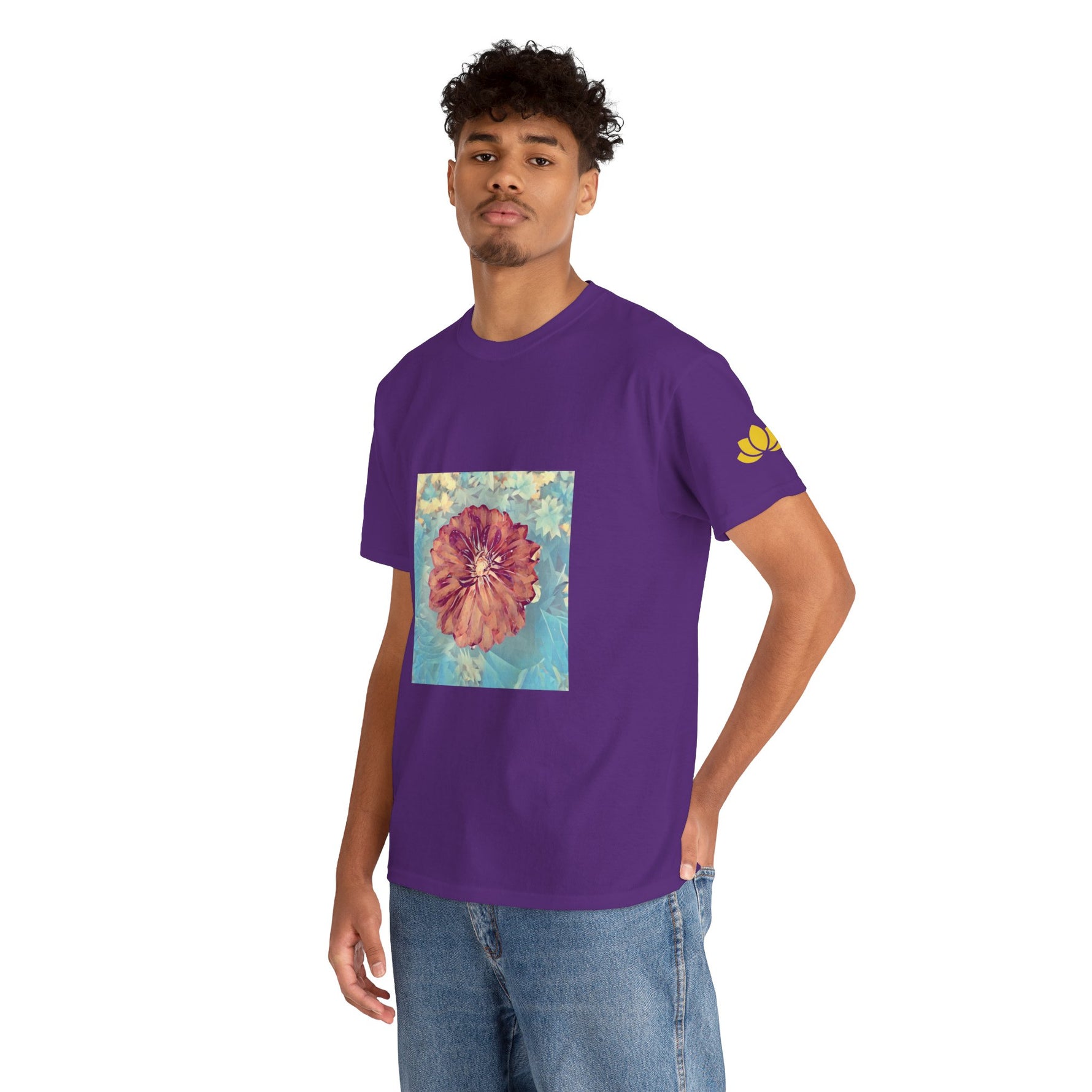 Unisex Heavy Cotton Tee - Poly Art - Flower of Dahlia (Variant 1)