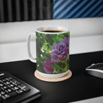 Ceramic White Cup 15oz - Flower of Rose, small bouquet