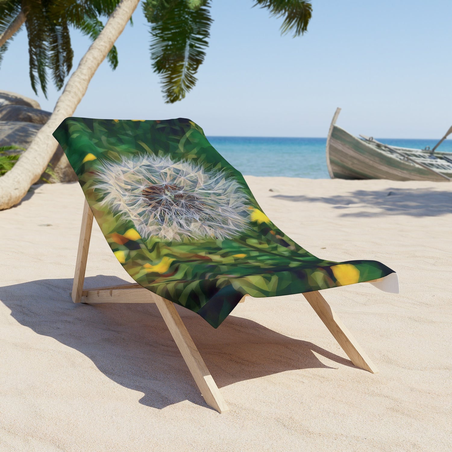 Beach Towel – Poly Art - Flower of Dandelion (Variant 2)
