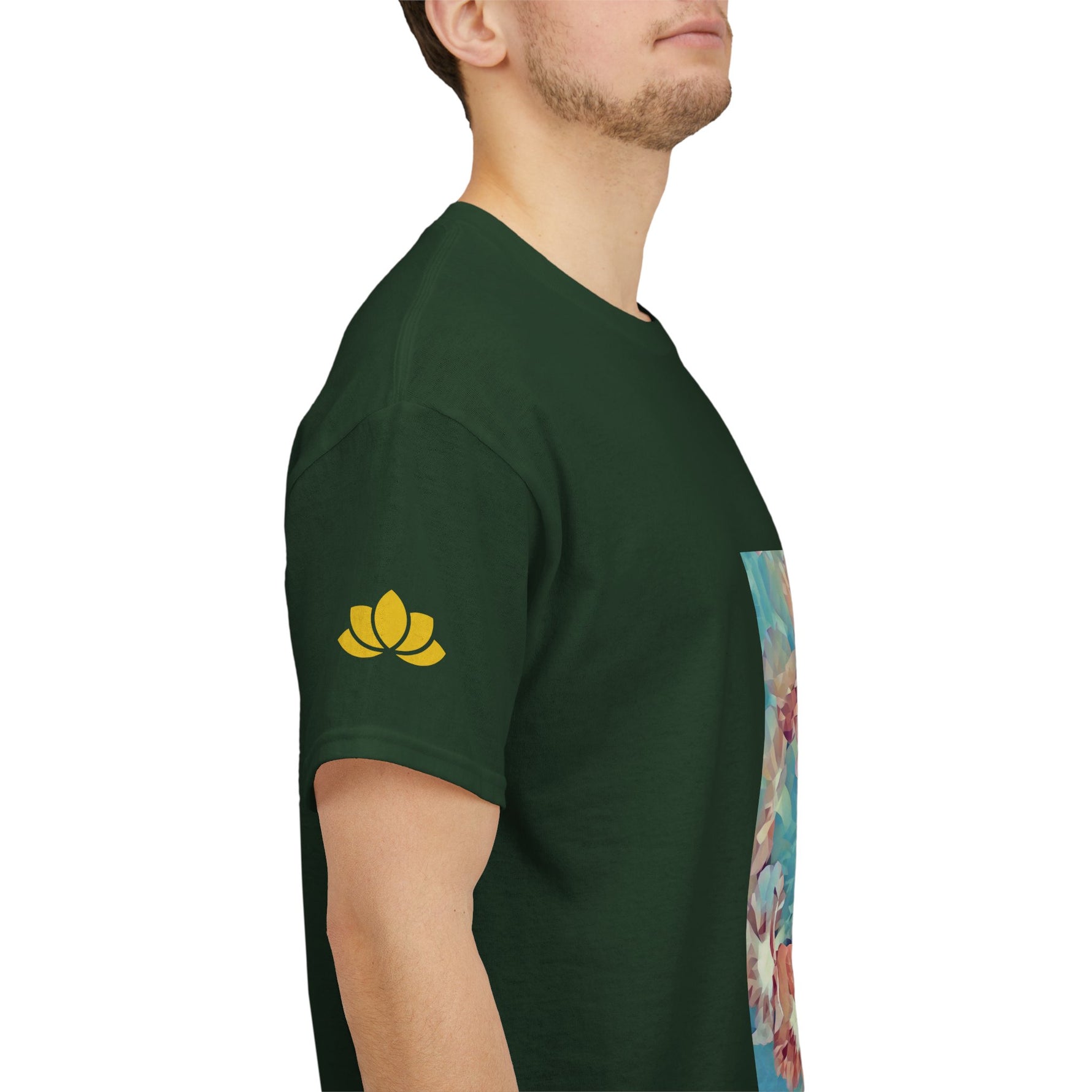 Unisex Heavy Cotton Tee - Poly Art - Flower of in sky blue and red