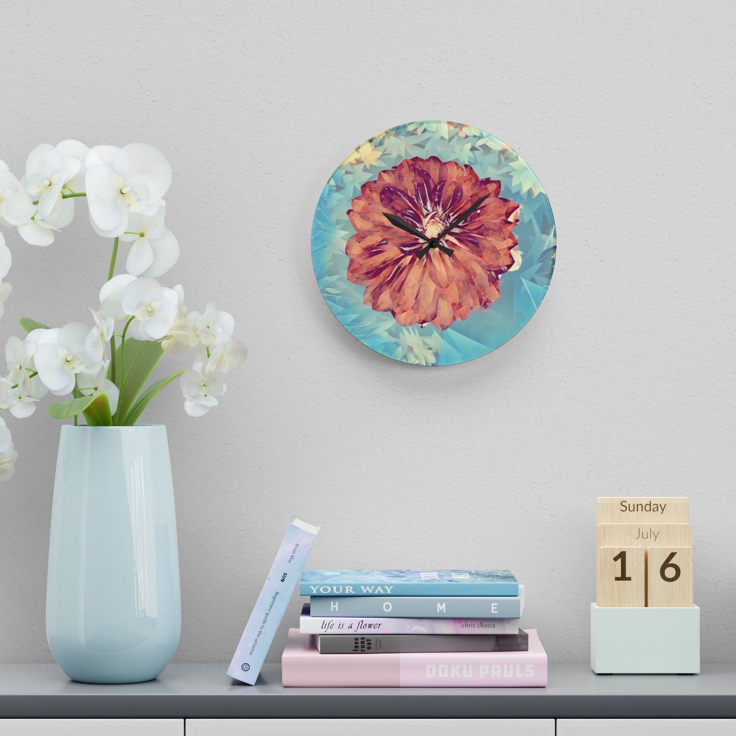 Acrylic Wall Clock - Poly Art - Flower of Dahlia (Variant 1)