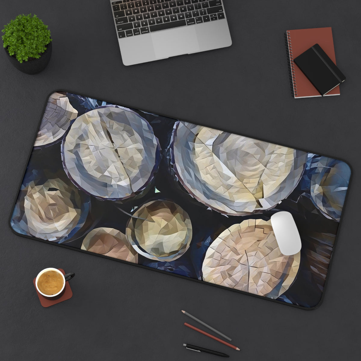 Desk Mat - Poly Art - Wooden Trunks (Variant 2)