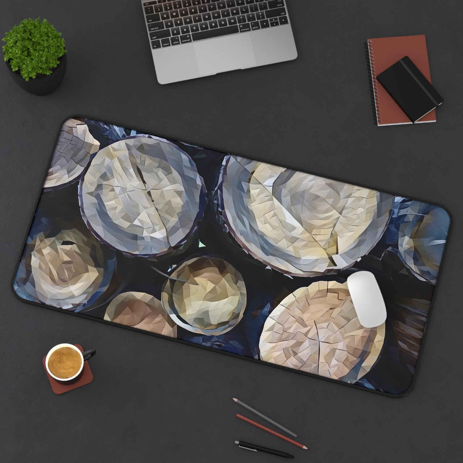 Desk Mat - Poly Art - Wooden Trunks (Variant 2)