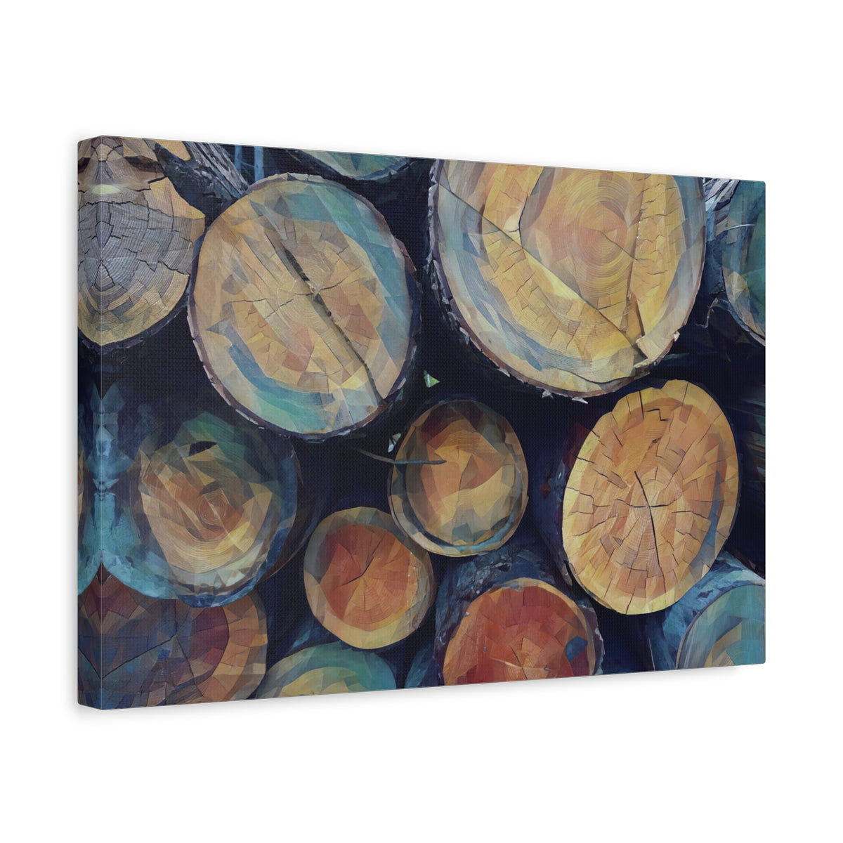 Stretched Matte Canvas - Poly Art - Wooden Trunks (Variant 3)