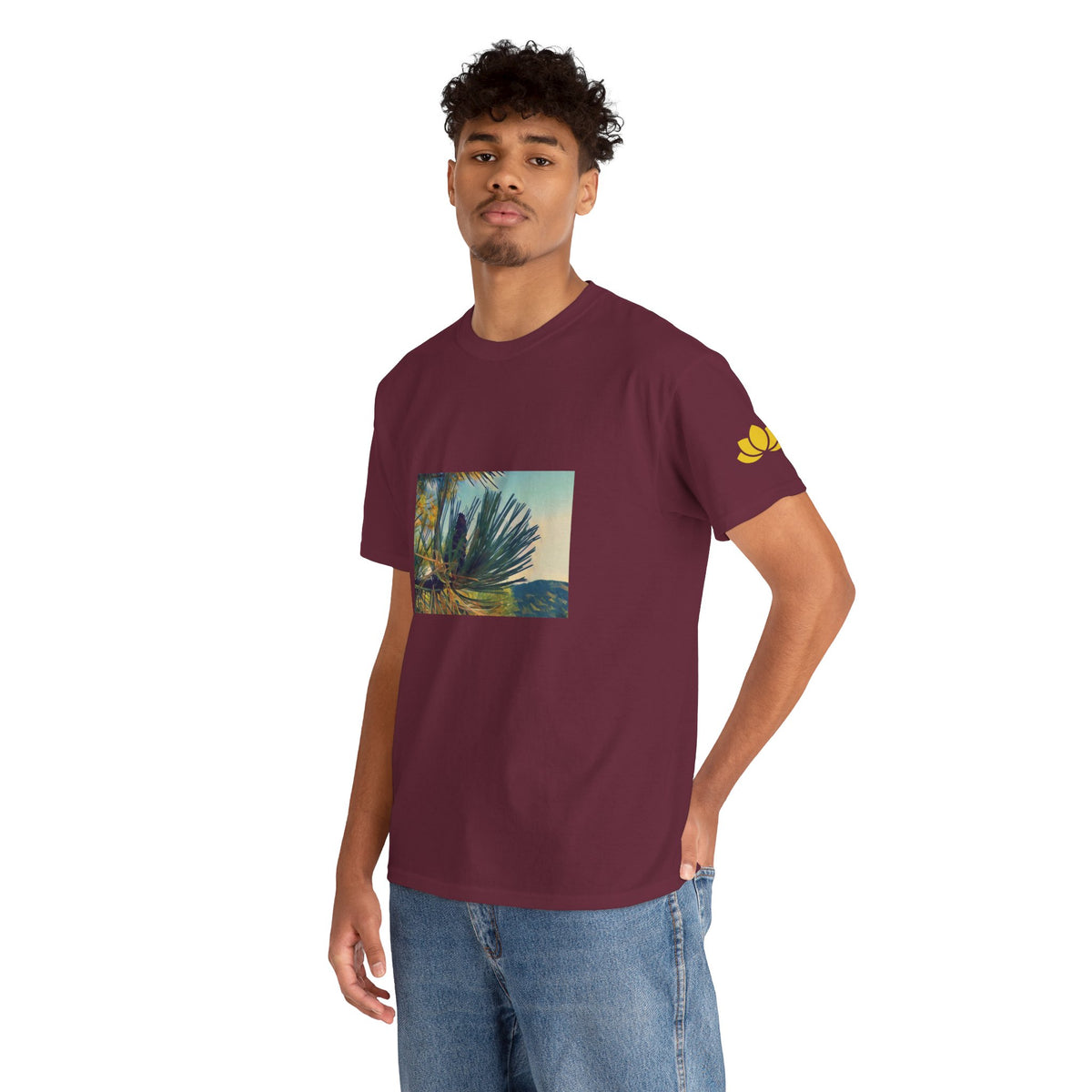 Unisex Heavy Cotton Tee - Poly Art - Fir Pinecone