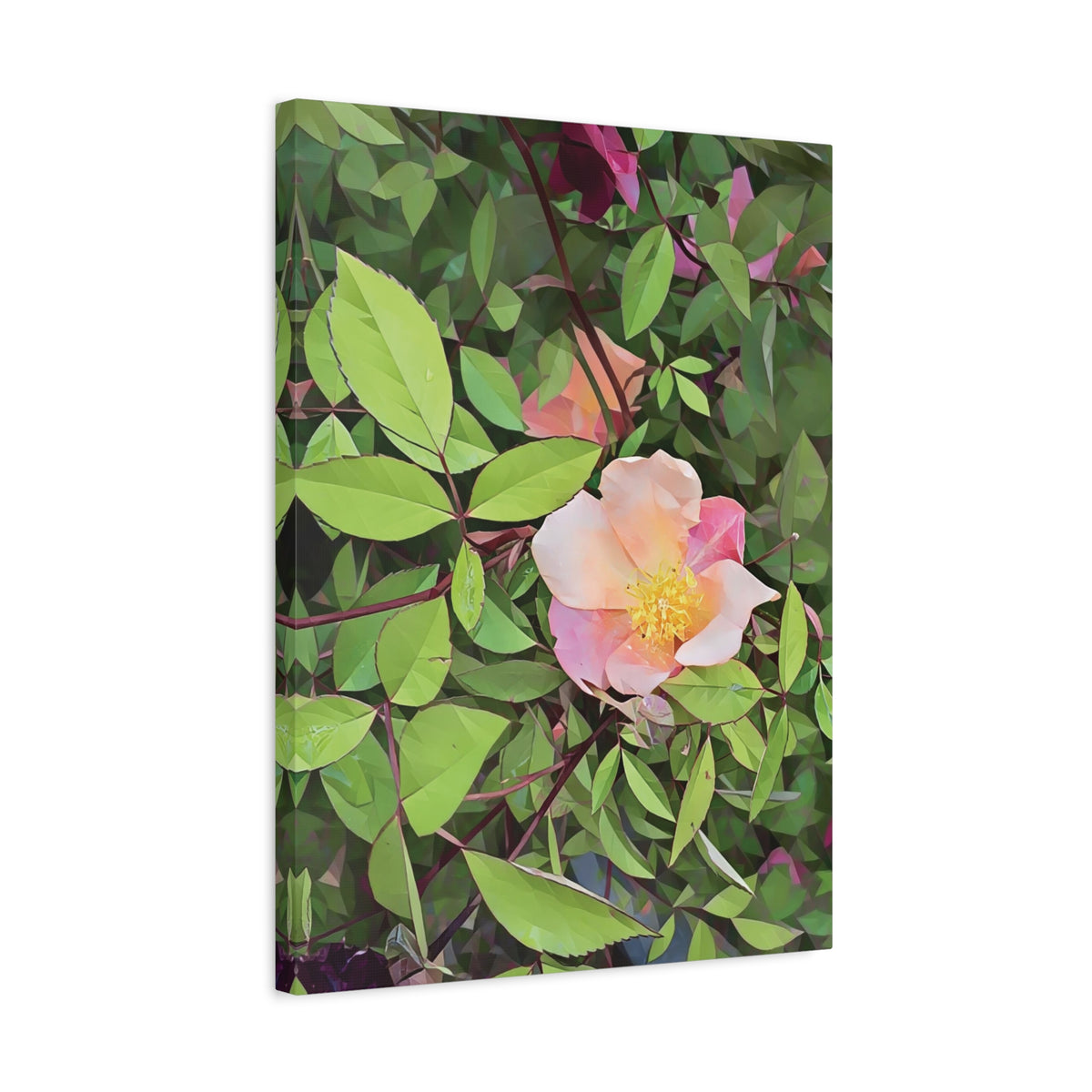 Stretched Matte Canvas - Poly Art - Flower of Rose (Variant 1)
