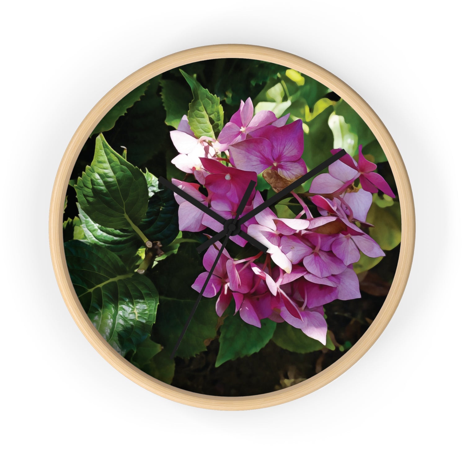 Wall Clock - Flower of Ortensia/Hydrangea Macrophylla