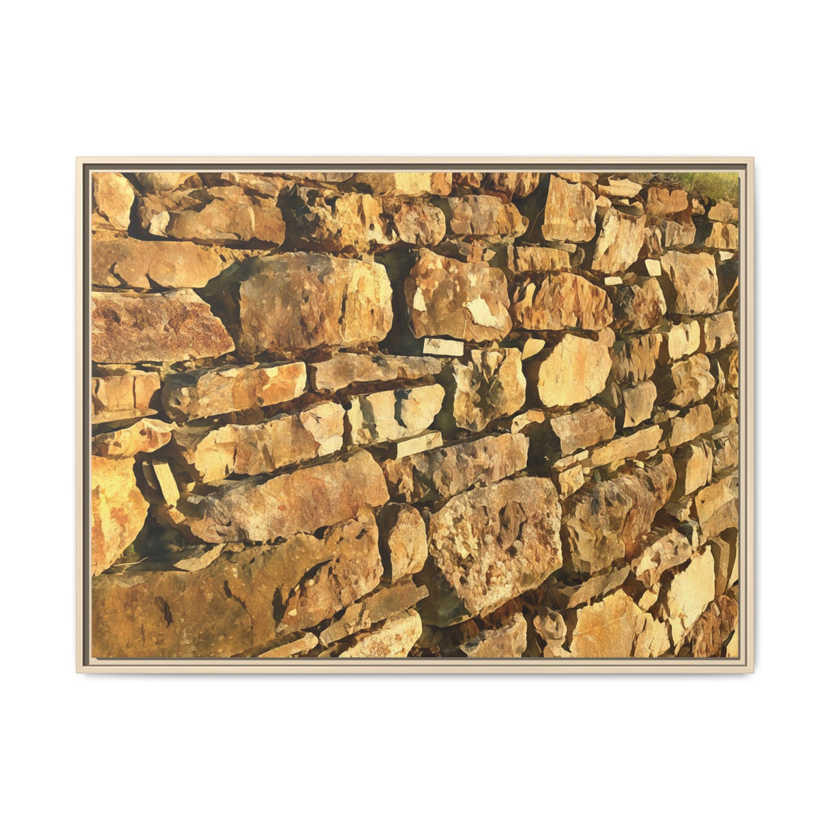 Stone Wall at Sunset | Framed Canvas