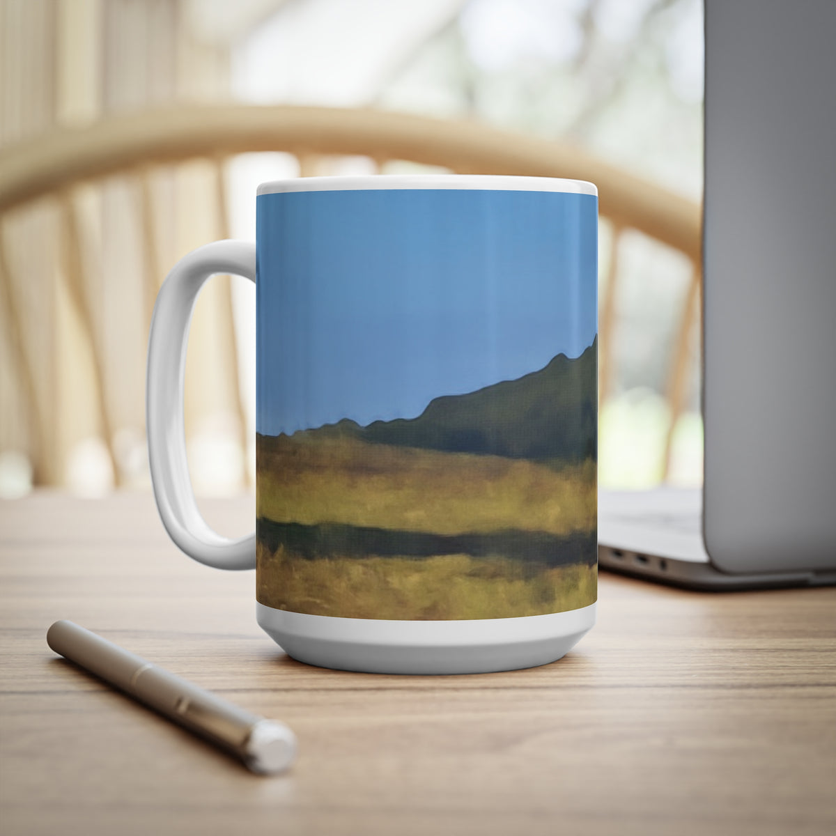 Ceramic White Cup 15oz - Tuscan Landscape (Variant 1)