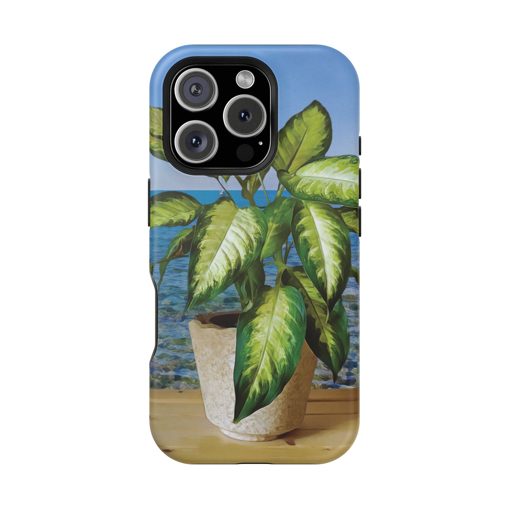 Magnetic Tough Phone Case - Dieffenbachia Plant and Sea