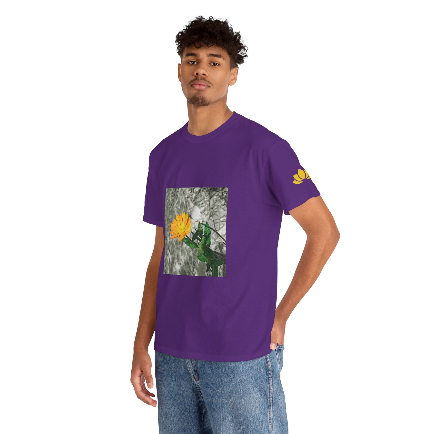 Unisex Heavy Cotton Tee - Poly Art - Flower of Calendula (Variant 1)