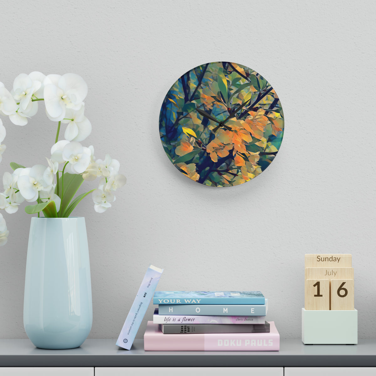 Acrylic Wall Clock - Poly Art - Apples' Tree Flower (Variant 2)