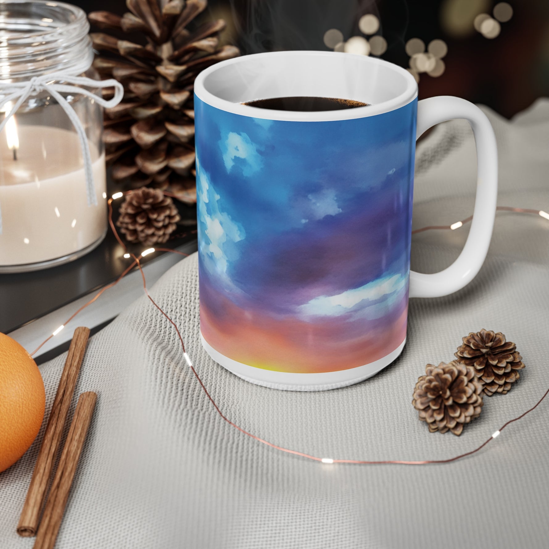 Ceramic White Cup 15oz - Sunset Sky (Variant 2)
