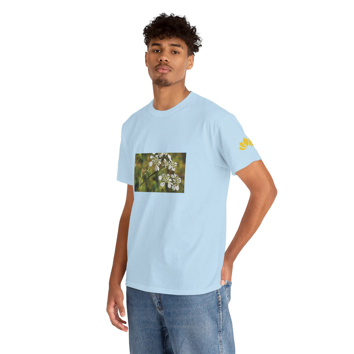 Unisex Heavy Cotton Tee - Flower, White