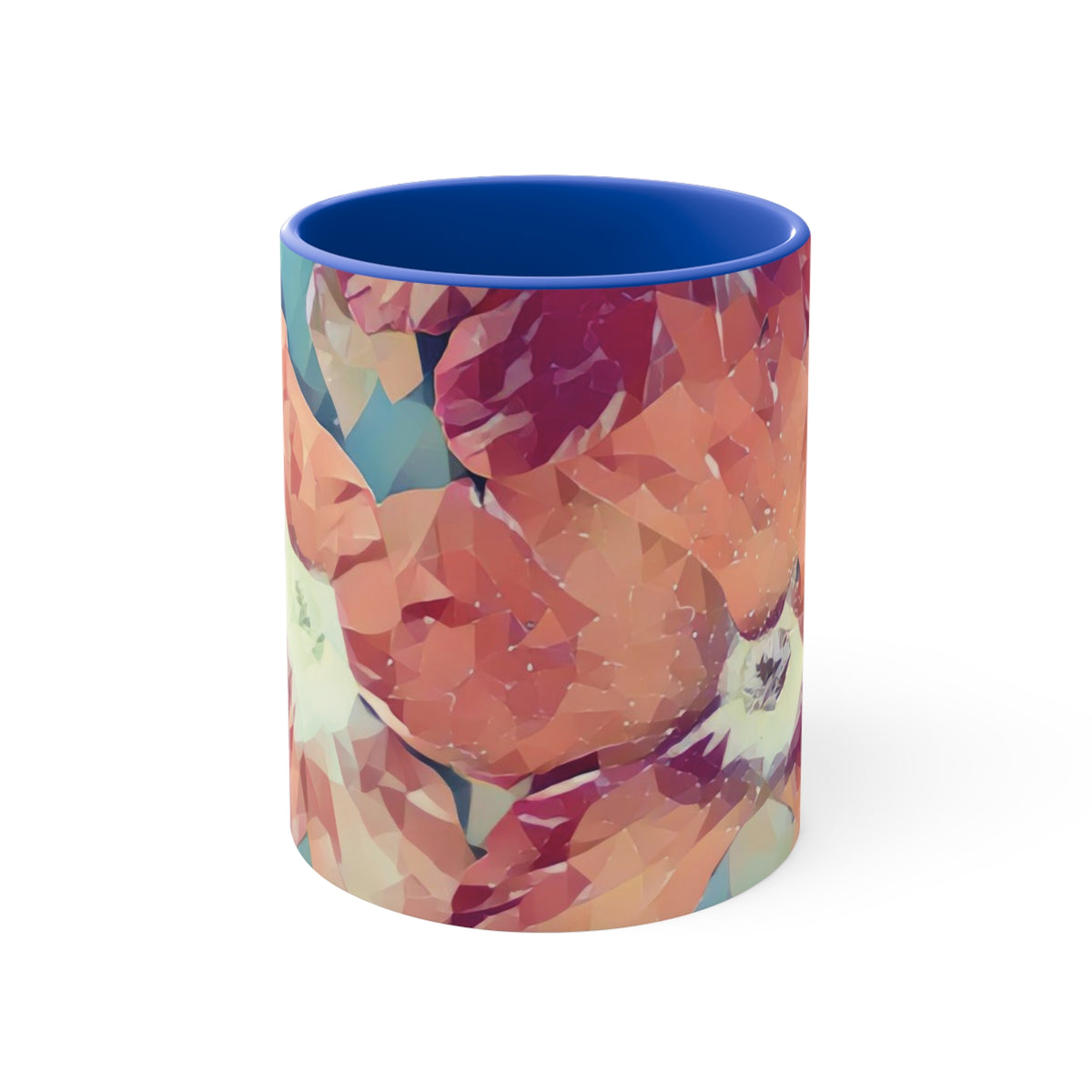 Mug 11oz - Poly Art - Flowers in sky blue and red (Variant 1)