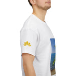 Unisex Heavy Cotton Tee - Dieffenbachia Plant and Sea landscape