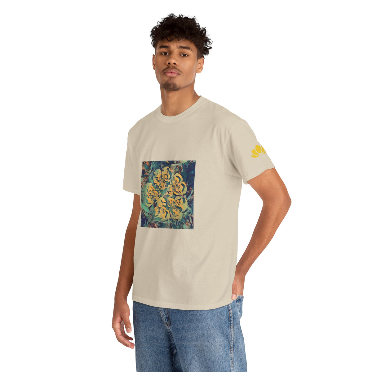 Unisex Heavy Cotton Tee - Poly Art - Flower of Euphorbia Helioscopia