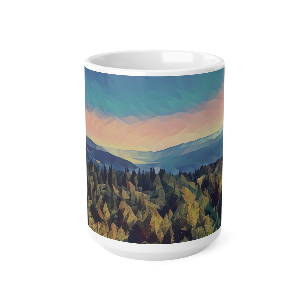 Ceramic White Cup 15oz - Poly Art - Tuscan Landscape (Variant 1)