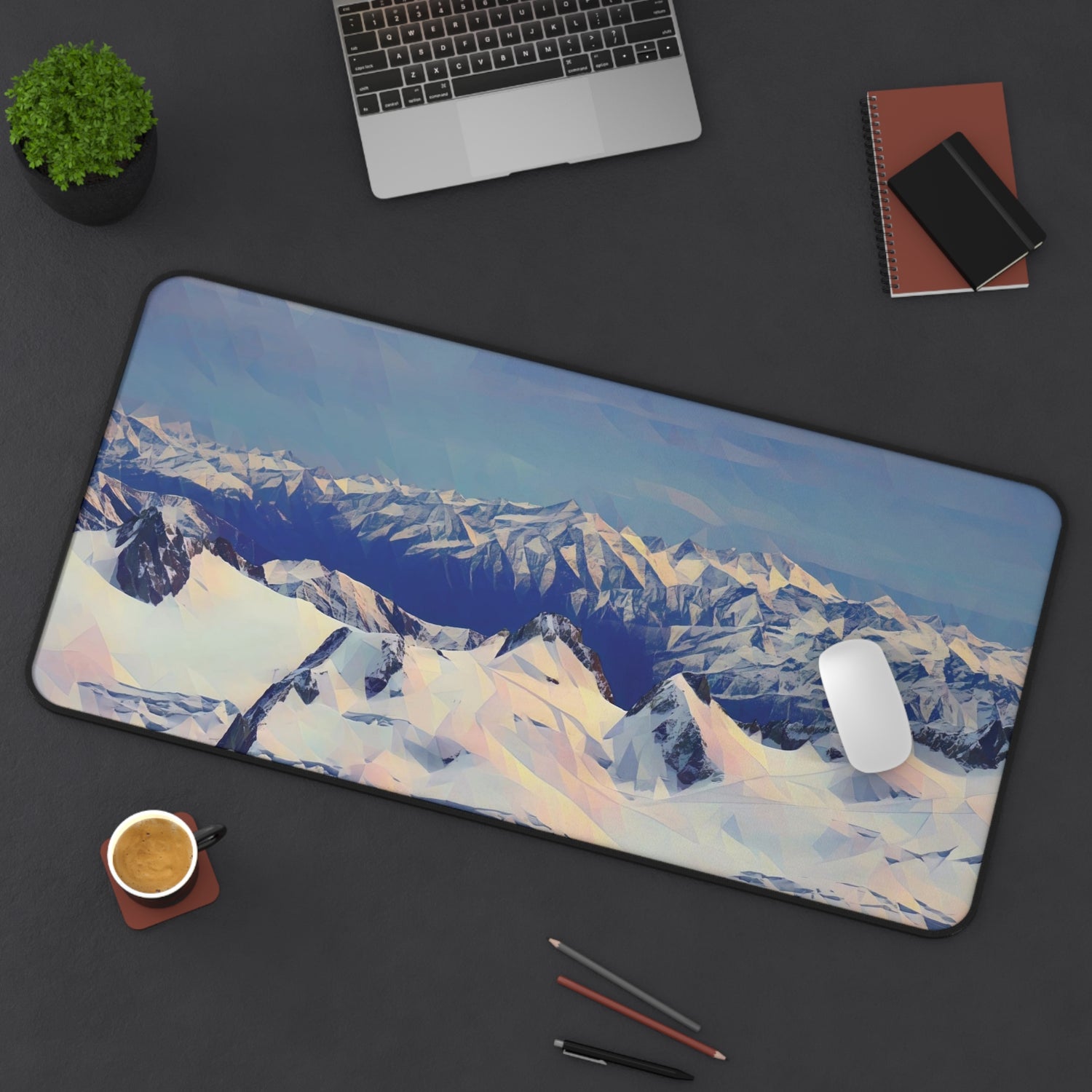 Desk Mat - Poly Art - View from Mont Blanc (Variant 1)