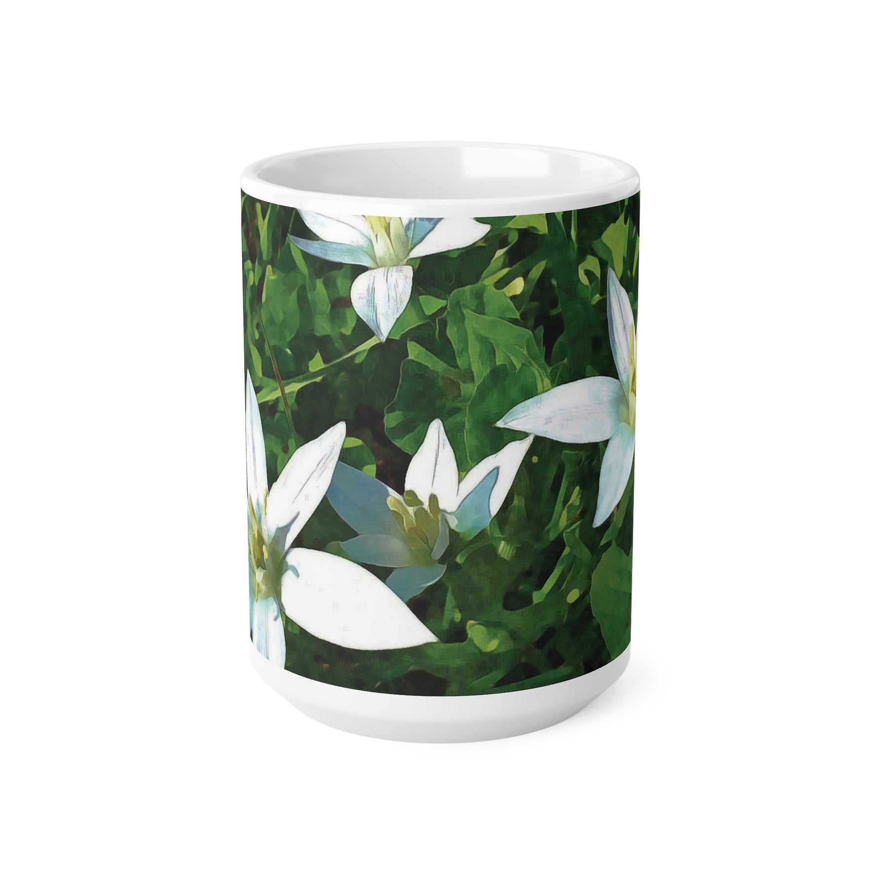 Ceramic White Cup 15oz - Flower of Ornithogalum