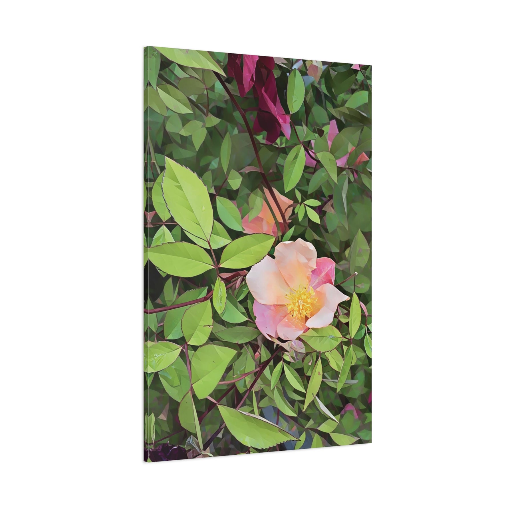 Stretched Matte Canvas - Poly Art - Flower of Rose (Variant 1)