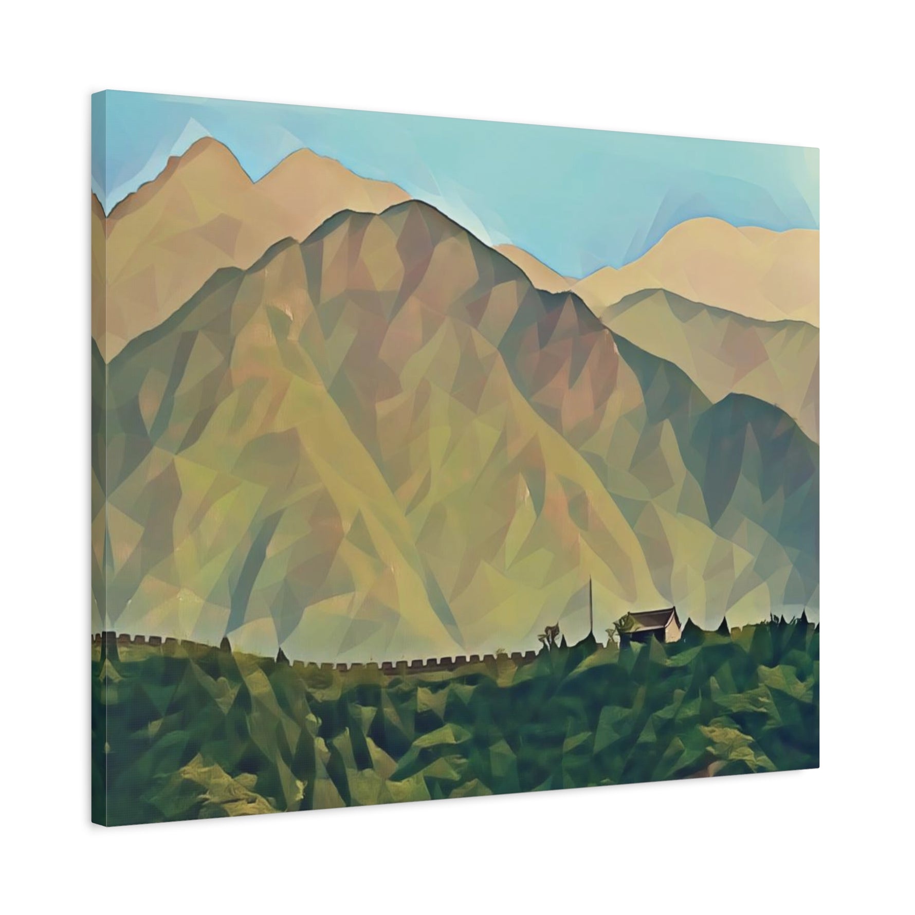 Stretched Matte Canvas - Poly Art - China's Great Wall (Variant 2)