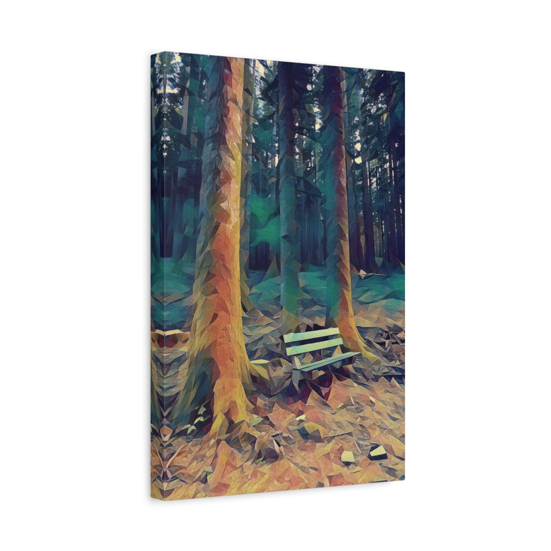 Stretched Matte Canvas - Poly Art - Forest (Variant 13)