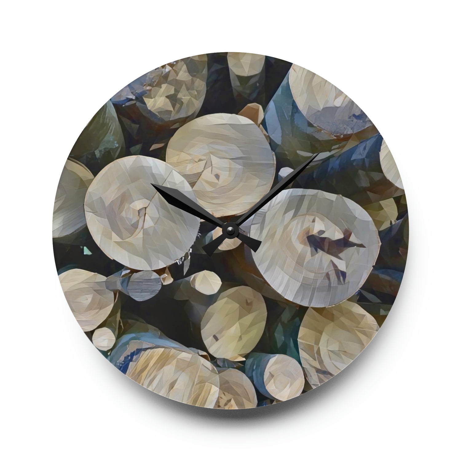 Acrylic Wall Clock - Poly Art - Wooden Trunks (Variant 6)