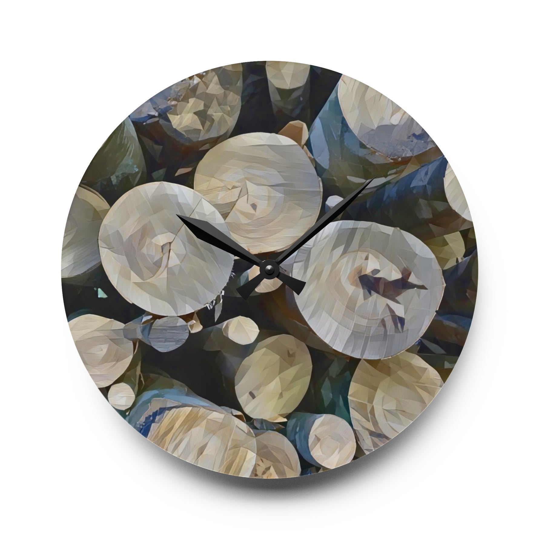Acrylic Wall Clock - Poly Art - Wooden Trunks (Variant 6)