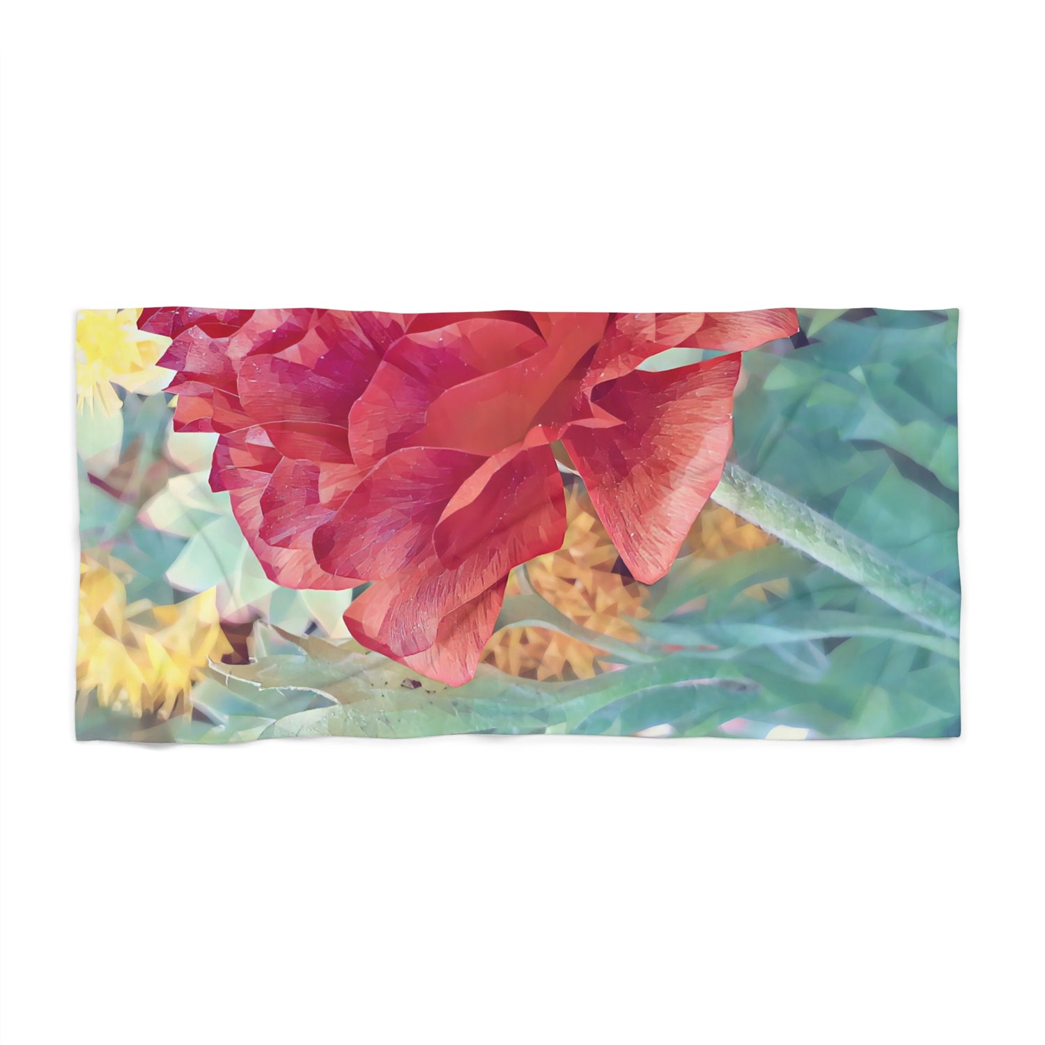 Beach Towel – Poly Art - Flower of Dahlia in Red (Variant 1)