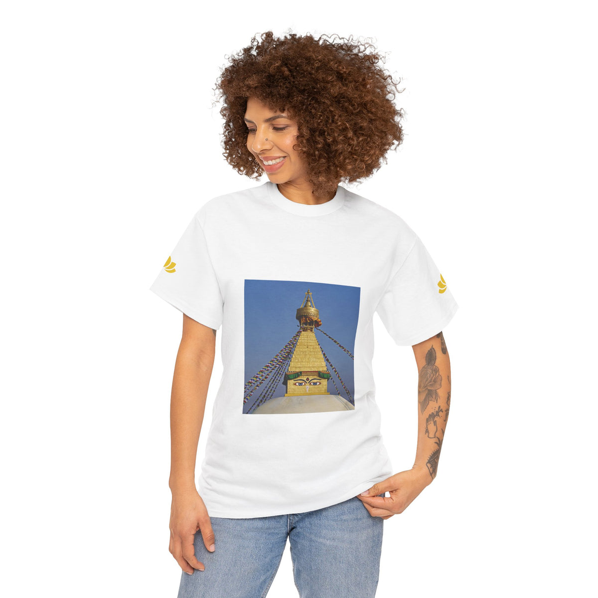 Unisex Heavy Cotton Tee - Nepal, Buddha's Eyes (Variant 3)
