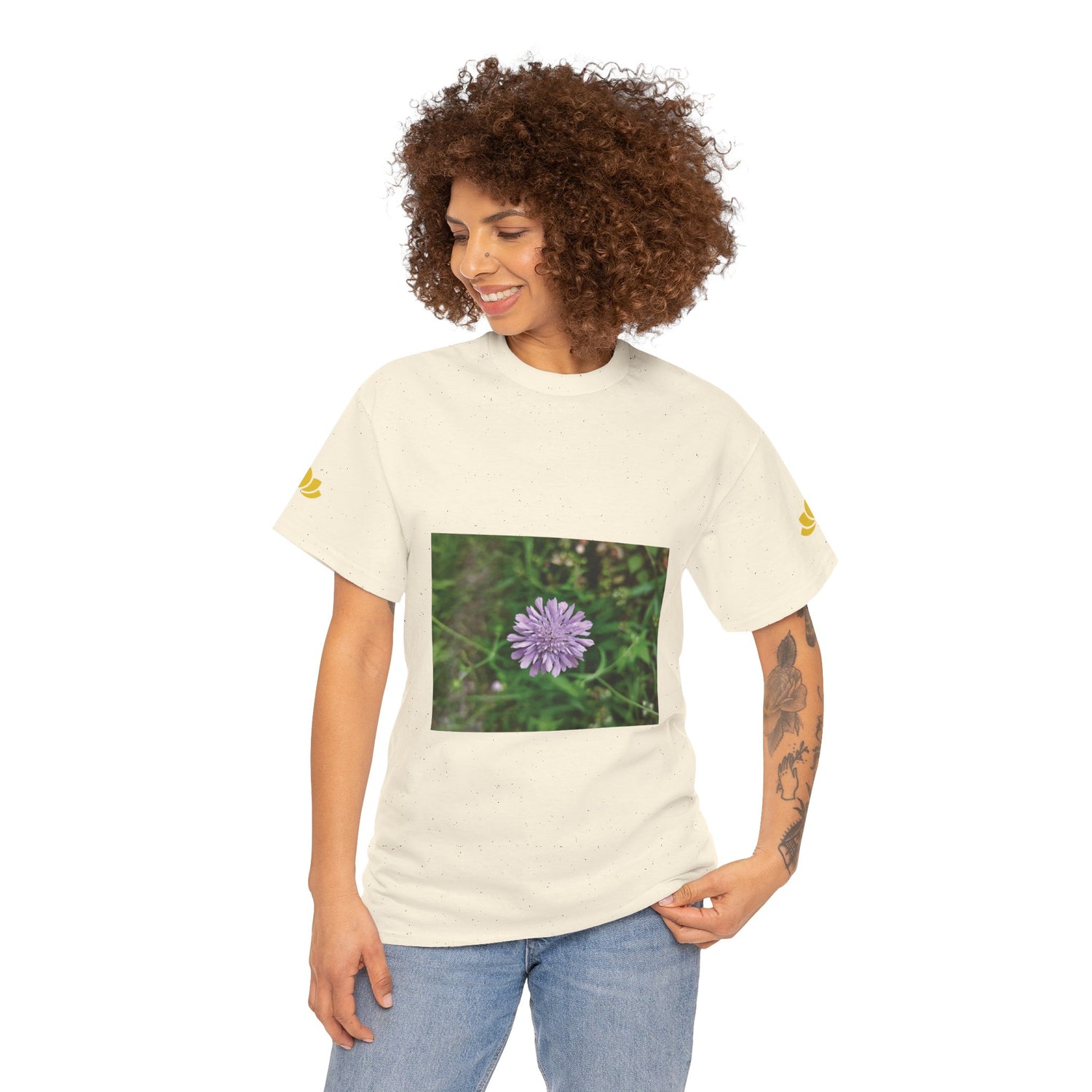 Unisex Heavy Cotton Tee - Flower of Knautia Integrifolia (Ambretta Annuale)