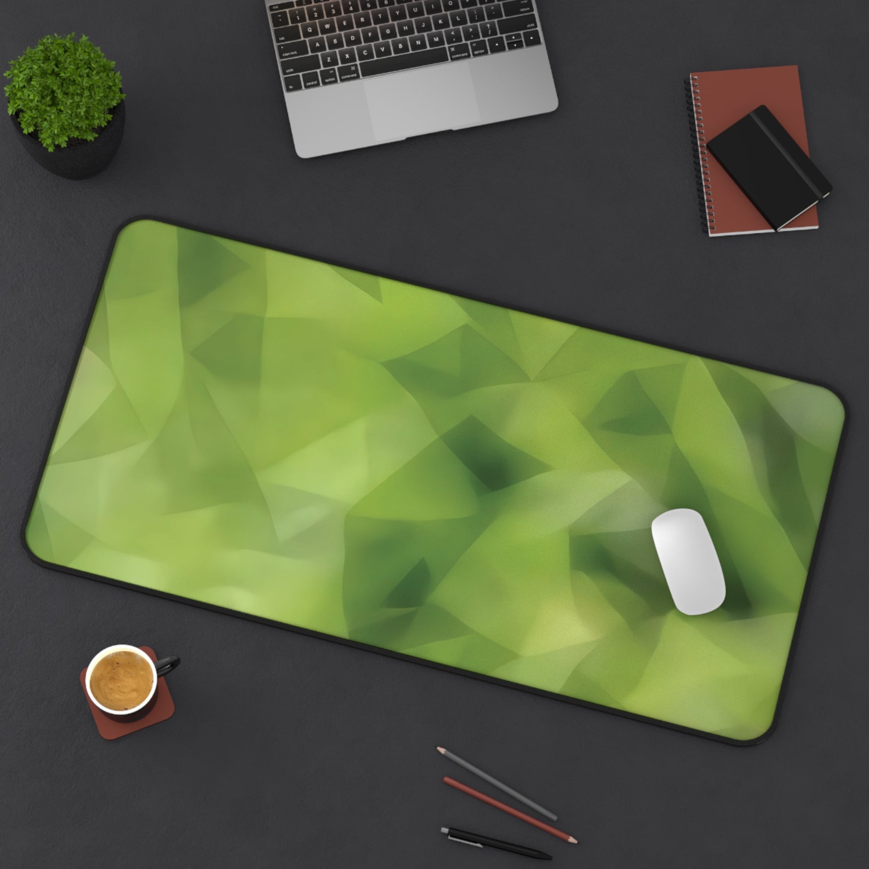 Desk Mat - Poly Art - Green Grass
