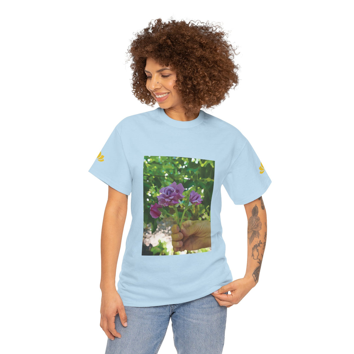 Unisex Heavy Cotton Tee - Flower of Rose, Small Bouquet