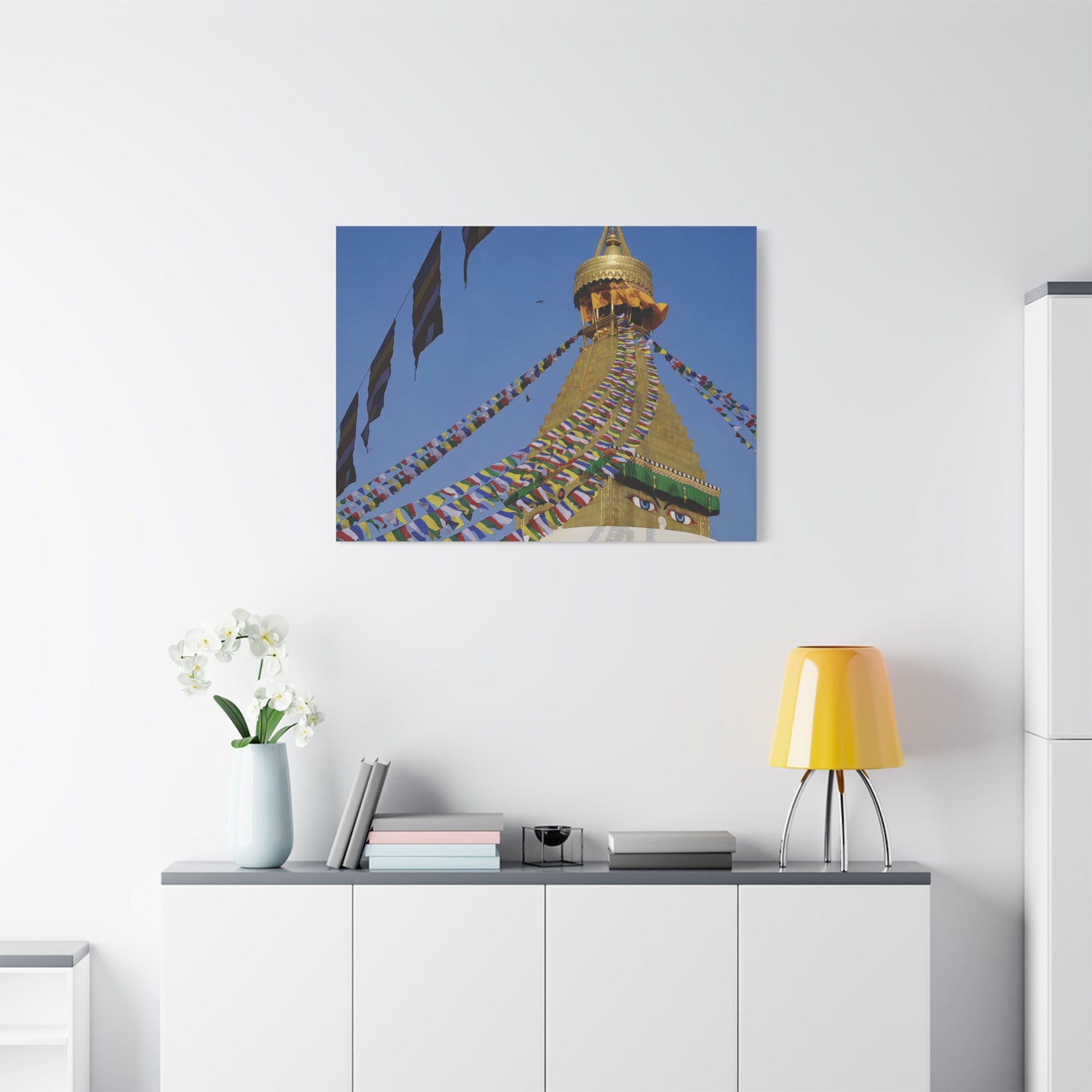 Stretched Matte Canvas - Nepal, Stupa with Buddha's Eyes (Variant 1)