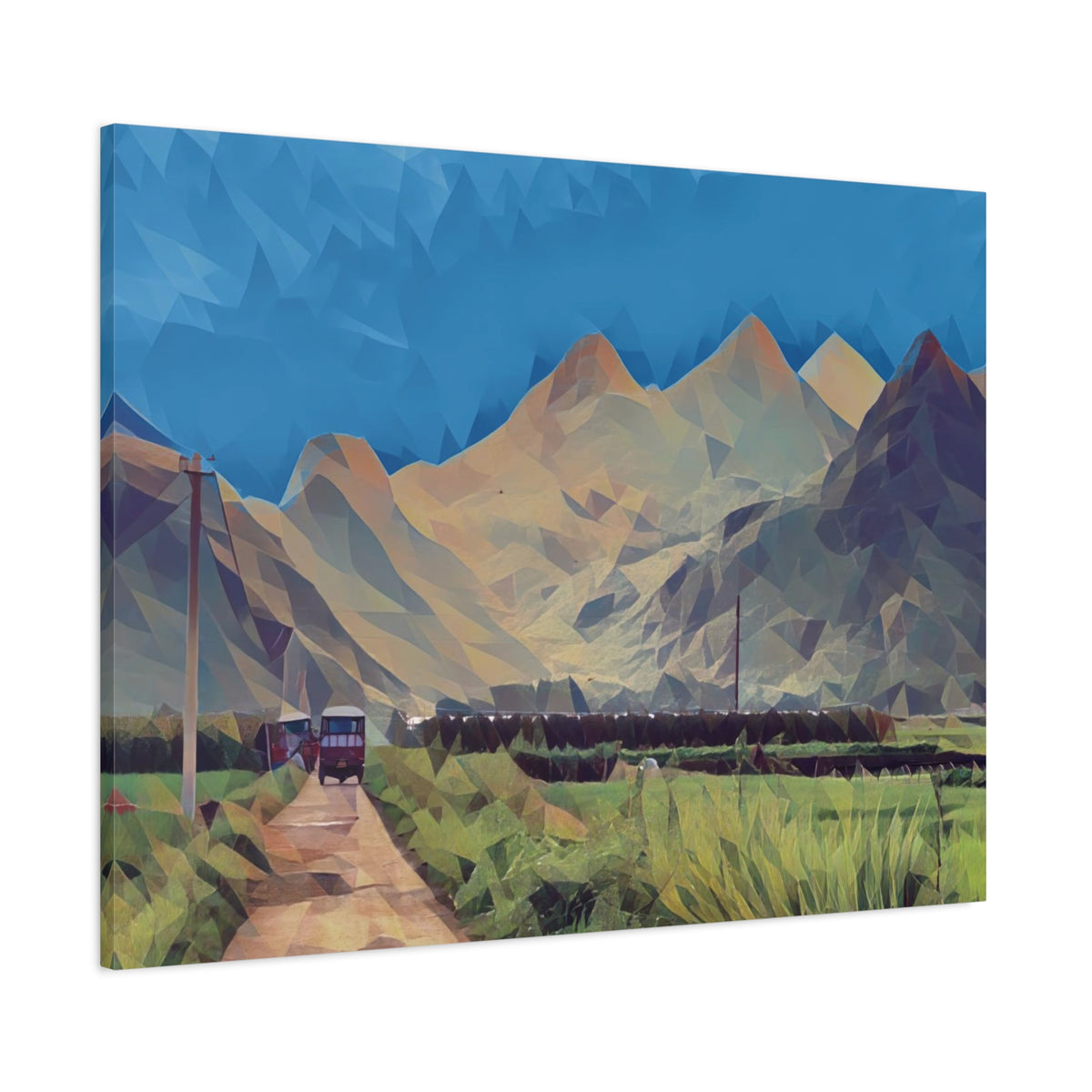 Stretched Matte Canvas - Poly Art - China's Guilin Hills