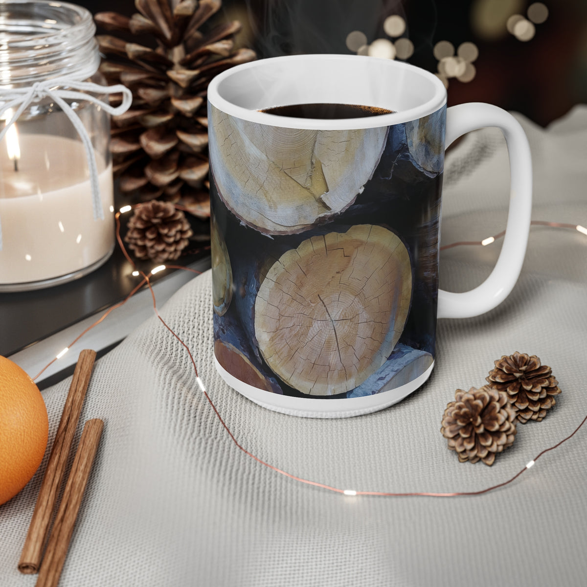 Ceramic White Cup 15oz - Wooden Trunks (Variant 2)