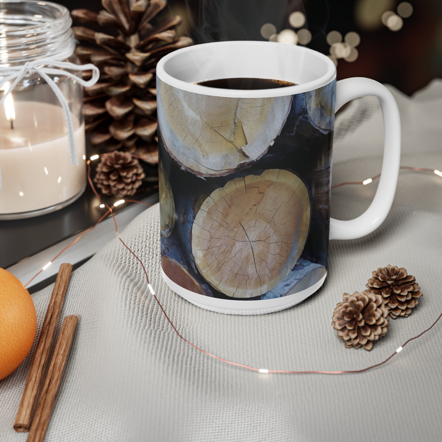 Ceramic White Cup 15oz - Wooden Trunks (Variant 2)