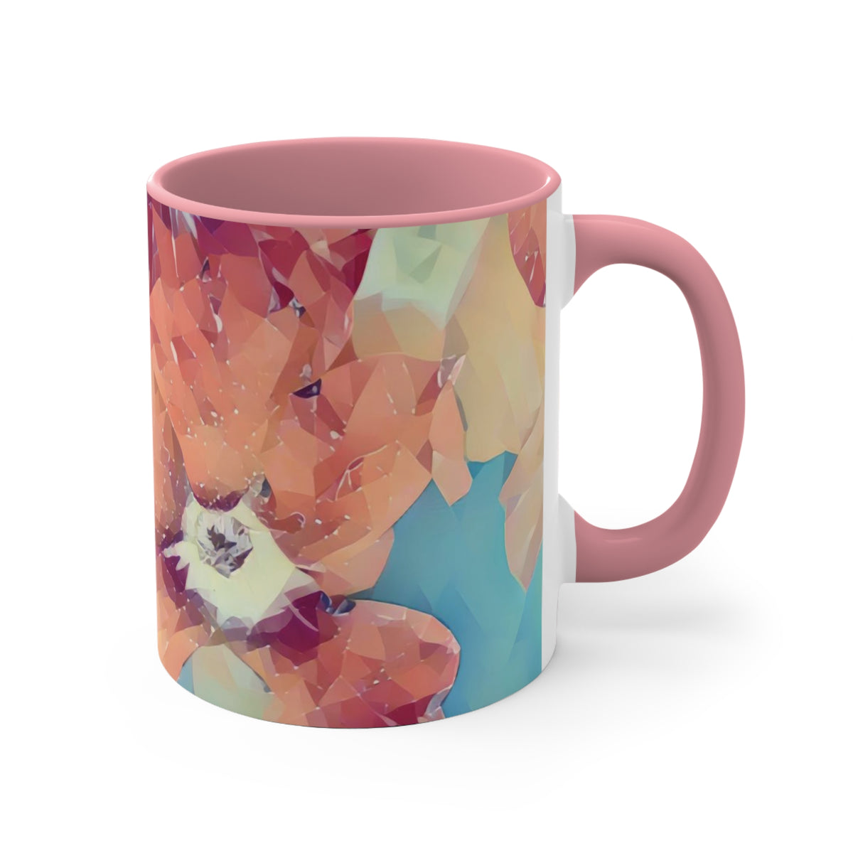 Mug 11oz - Poly Art - Flowers in sky blue and red (Variant 1)